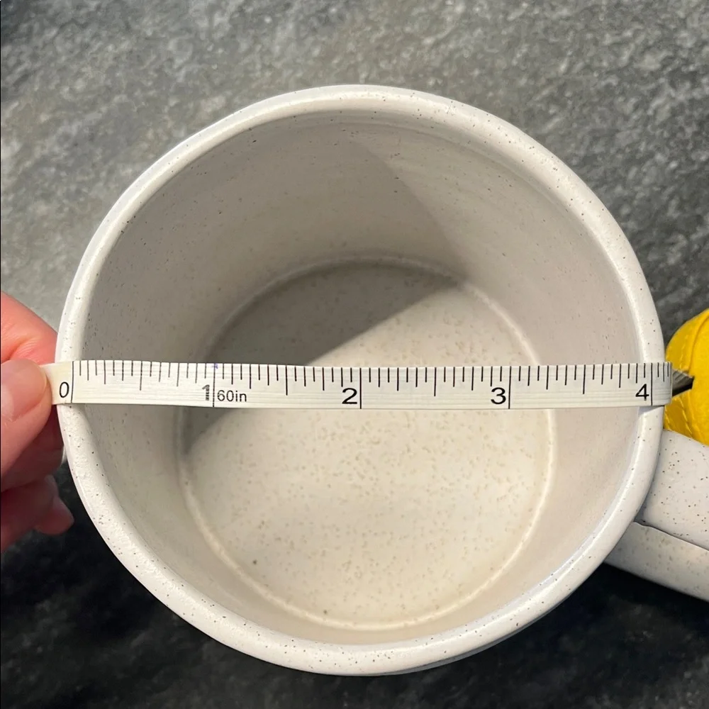 West Elm White Cat Mug with Floral Design